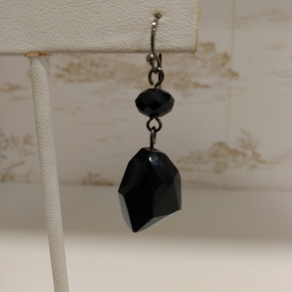 Holiday Party Black Onyx Statement Drop Earring Tuxedo Rock Mineral 925 Silver - Picture 4 of 6